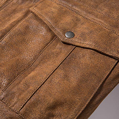 FLAVOR Men's Leather Flight Bomber Jacket Air Force Aviator (XX-Large, Brown with Hood)