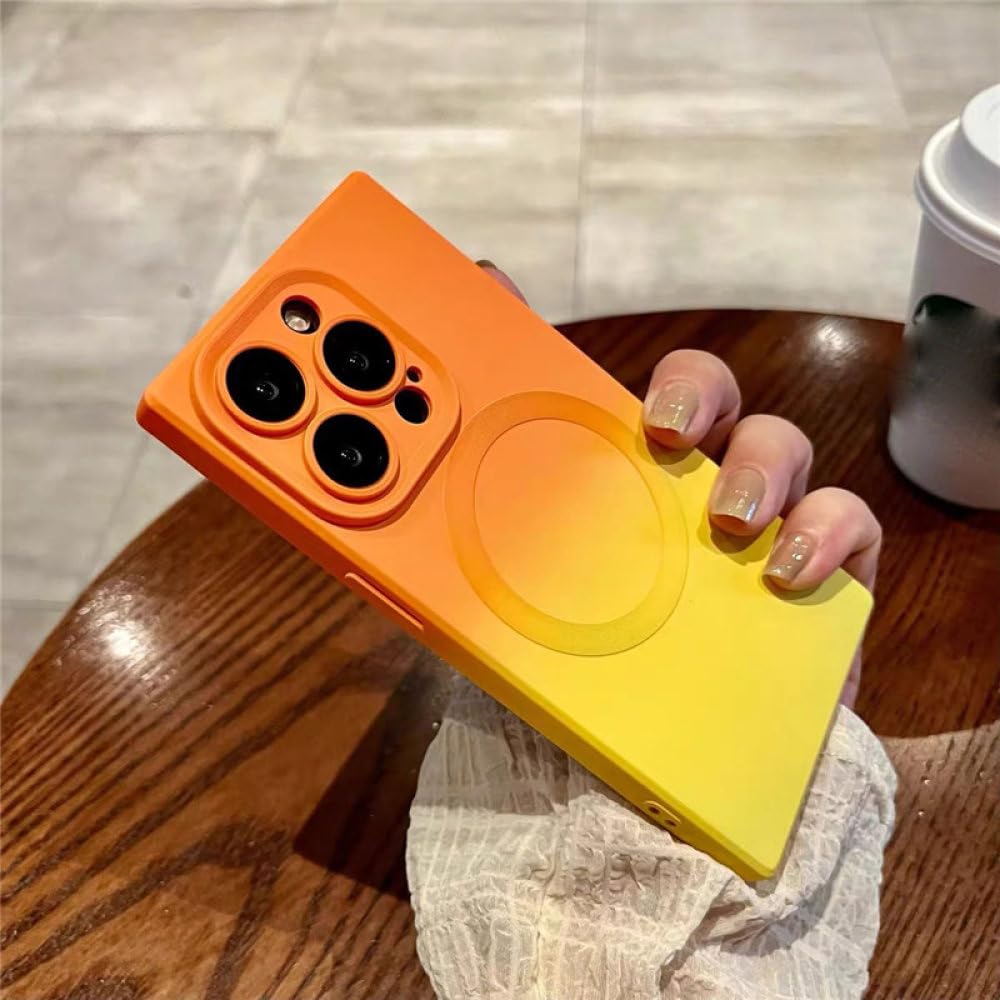 Coque iPhone de charge sans fil dégradée au design carré élégant - 7