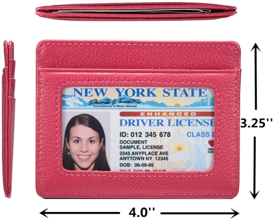 KALMORE womens Credit Holder Genuine Leather Slim Minimalist Card Case Wallet, Black With Id Window image 5