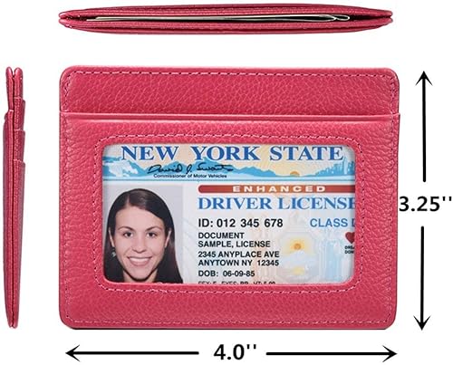 Miniatura 5 de KALMORE womens Credit Holder Genuine Leather Slim Minimalist Card Case Wallet, Black With Id Window