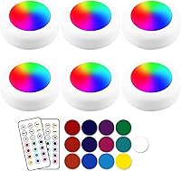 Vista 8 de Luces LED de disco de 13 colores con control remoto Iluminación inalámbrica con batería adhesiva debajo del gabinete Luces regulables que
