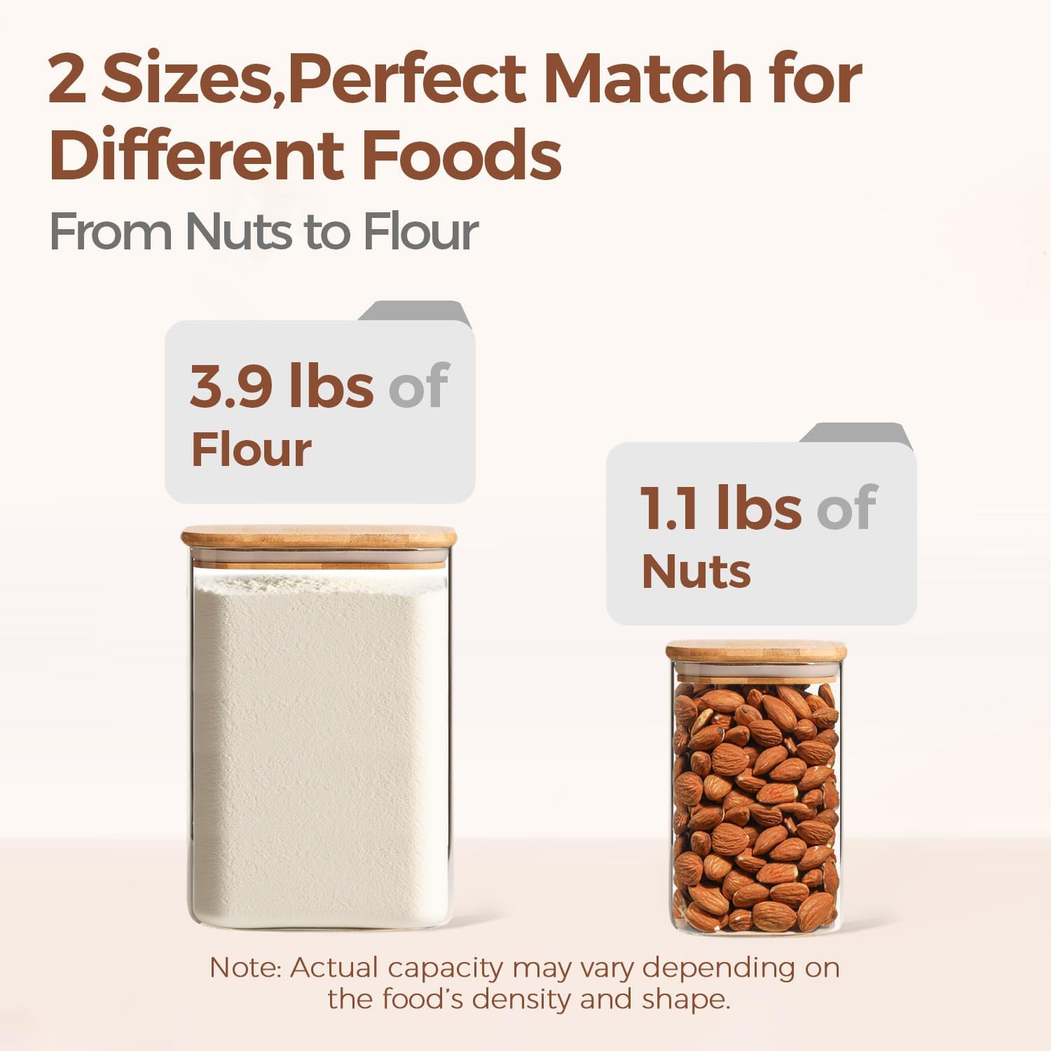 ComSaf Glass Storage Containers with Bamboo Lids 1.2/3.6 Qt 2 Pack image 3