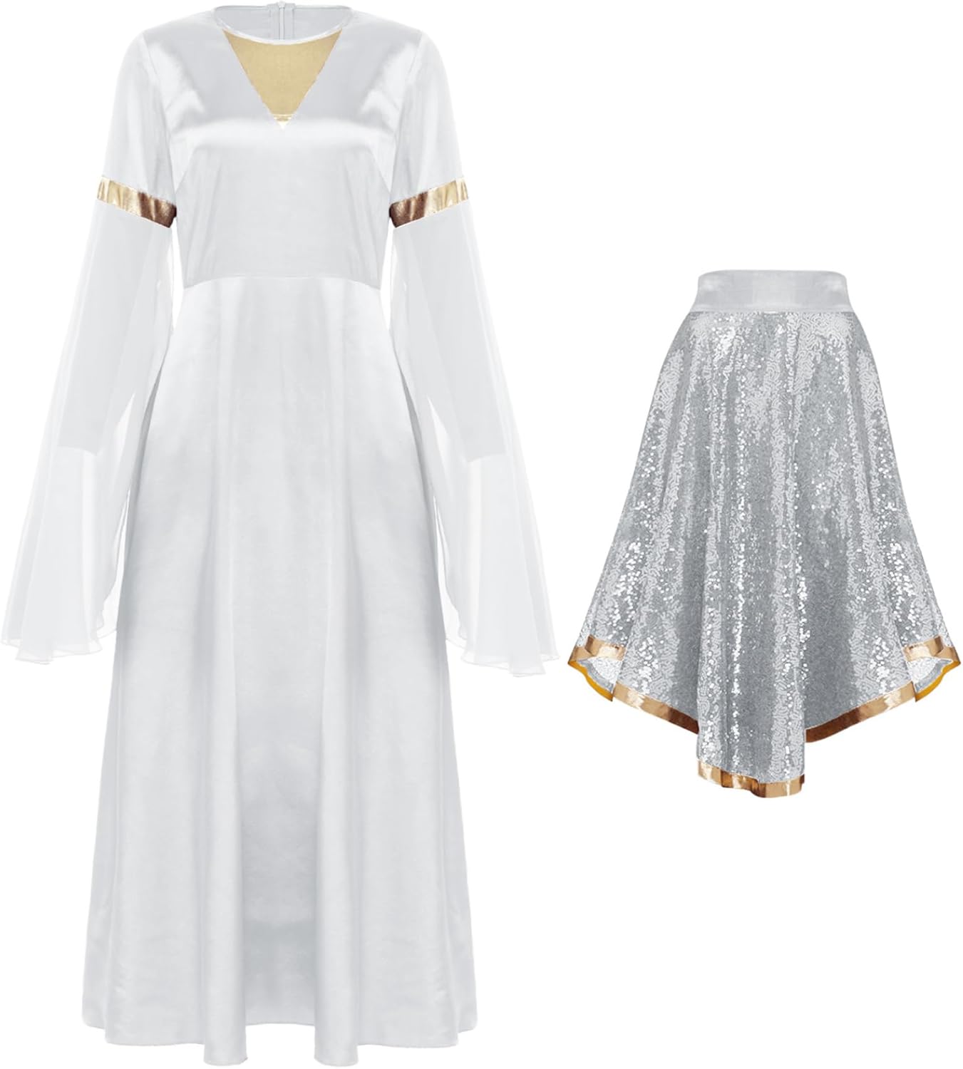 Praise Dance Dress for Women Liturgical Lyrical Dancewear Themed Party Christian Choir Performance Costume