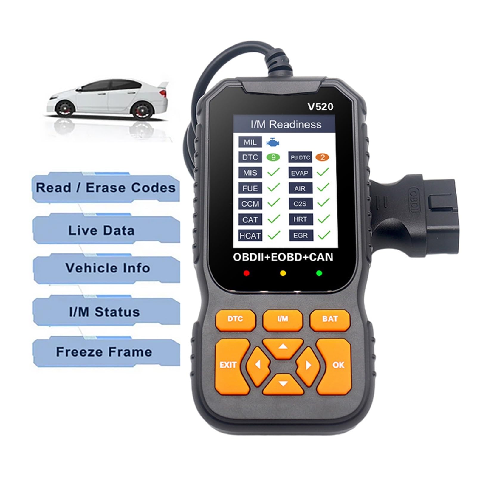 V520 Car Full OBD2/EOBD Scanner Sprawdź system silnika samochodowego Narzędzia diagnostyczne samochodowe Profesjonalny czytnik kodów samochodowych