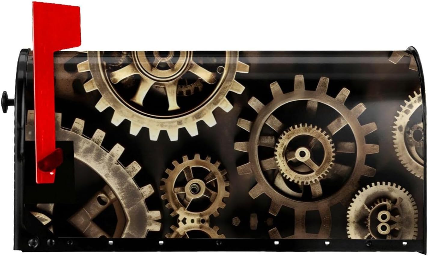 Cool Steampunk Gears Mailbox Covers Magnetic Post Box Cover Wraps Standard Size 21x18 Inches for Garden Yard Decor