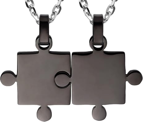 Urban Jewelry Stunning 2pcs His & Hers Couples Gift Heart Pendant Love Necklace Set for Lover Valentine 19" & 21" Chain