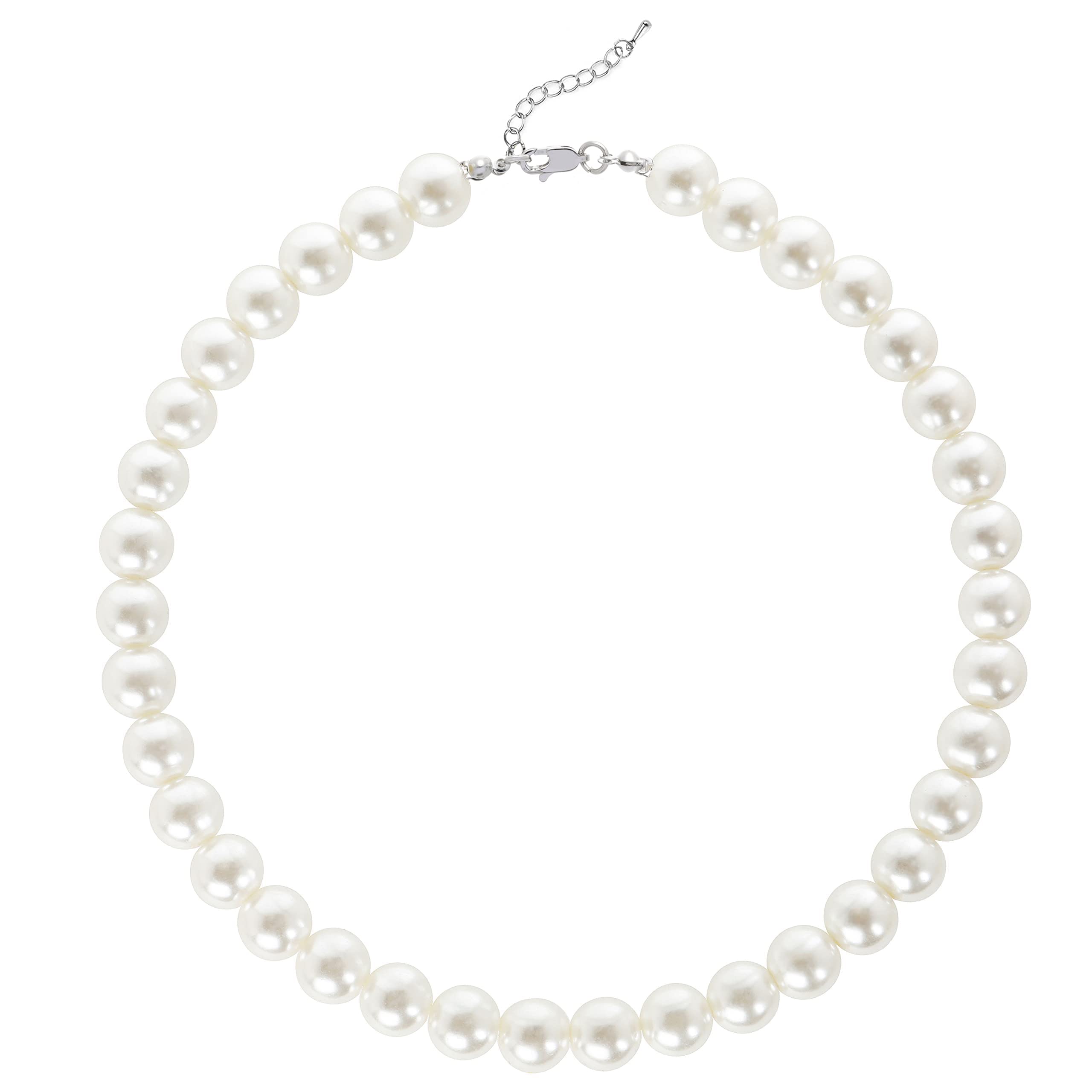BABEYONDRound Imitation Pearl Necklace Pearl Necklace for Brides White