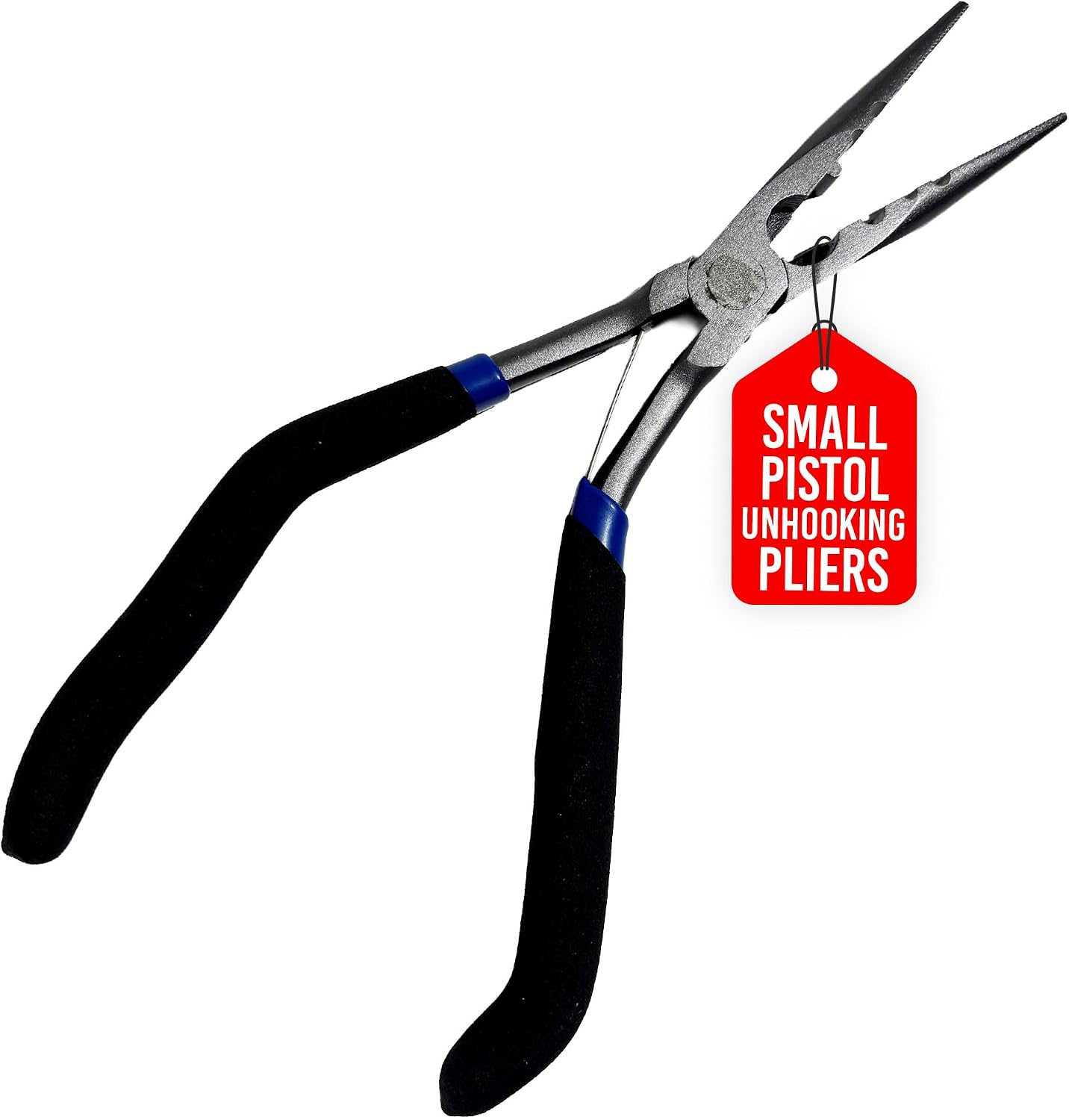Pistol Unhooking Pliers – Fishing Pliers with Pistol Grip for Hook Removal, Freshwater/Saltwater, Needle Nose Tool for Fish - Blue/Black, 6"