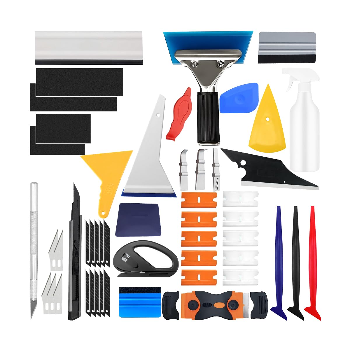 51PCS Car Window Tint Tools Kit, Vehicle Glass Protective Film Wrapping Set, Automotive Window Tinting Vinyl Wrap Installation Kit, Universal for Automobile RV Truck