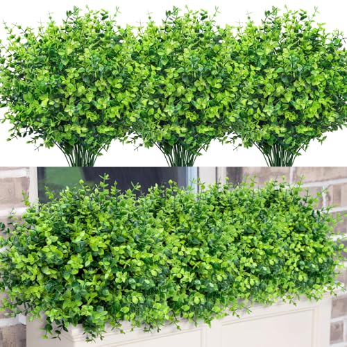 Image of Bassion 24 Pcs Greenery Stems Fake Artificial Eucalyptus Plants Outdoors