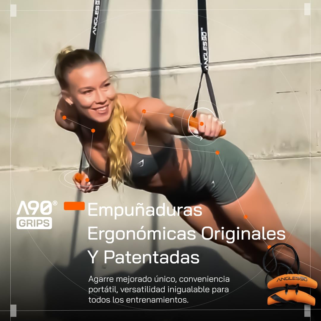 Angles90 Grips - Asas para Entrenamiento dinámicas conectables a Barras de dominadas, Barras, Equipos para dorsales y remos