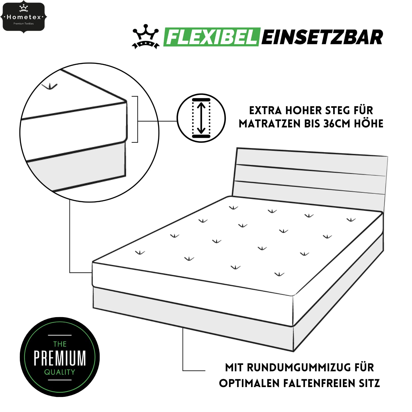 Premium Boxspringbett Spannbettlaken 180-200 x 200-220 cm, Spannbetttuch Bettlaken für Boxspringbett und Wasserbett, Oeko-TEX Made IN Green, Matratzen bis 40cm, Natur