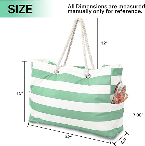 Miniatura 4 de Bolsas de playa para mujer Bolsa de playa extra grande Bolsas de playa impermeables a prueba de arena para piscina, gimnasio y viajes