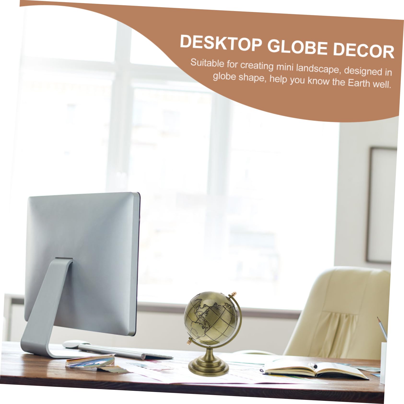 HONMEET Practical Desktop Globe Decor 1pc Iron Craft Small Globe Stylish Retro Decor for Space