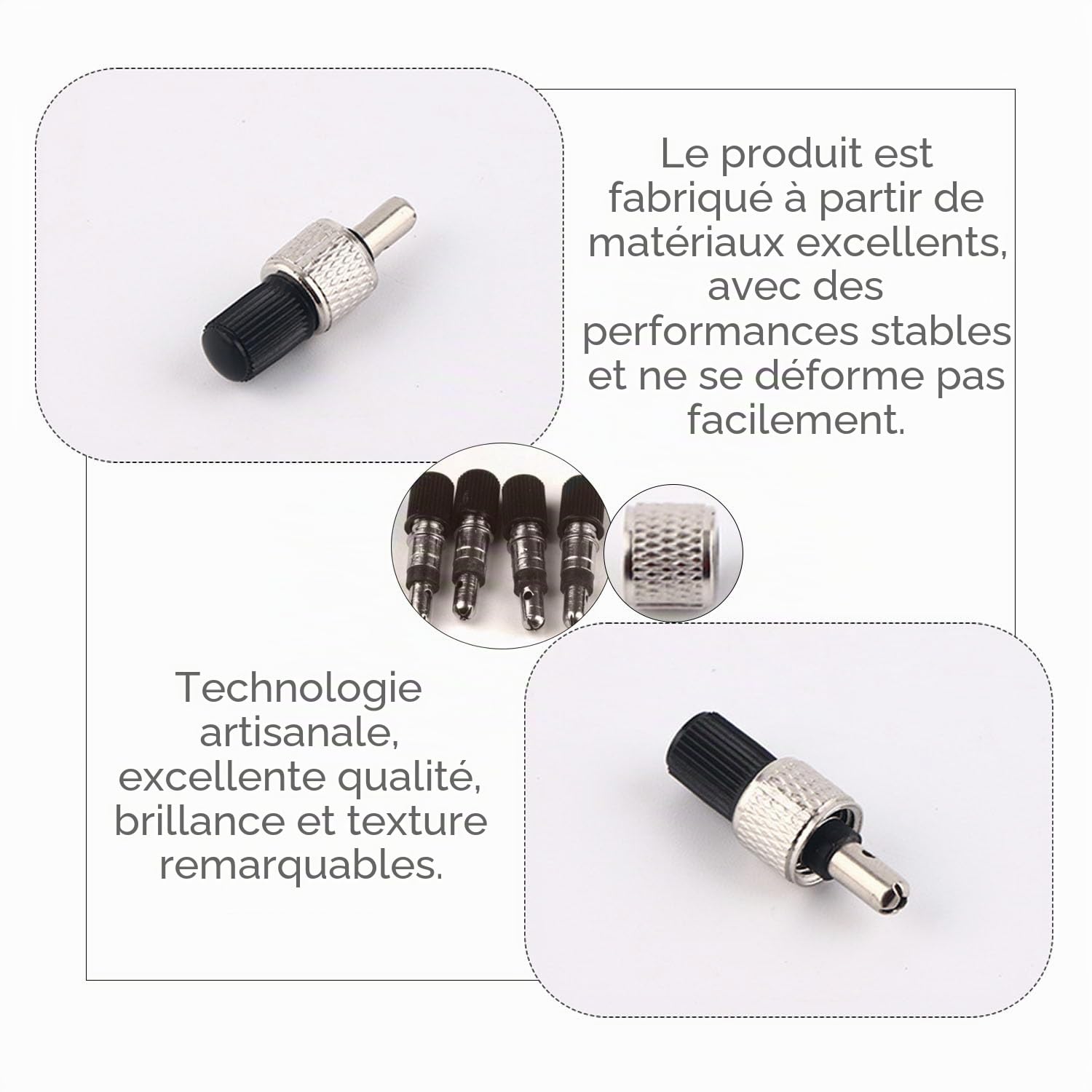 Kit Valve De Pneu Vélo – 20 Pièces : 4 Valves, 8 Bouchons, 4 écrous Jante, 4 Unions, Cuivre Et PP