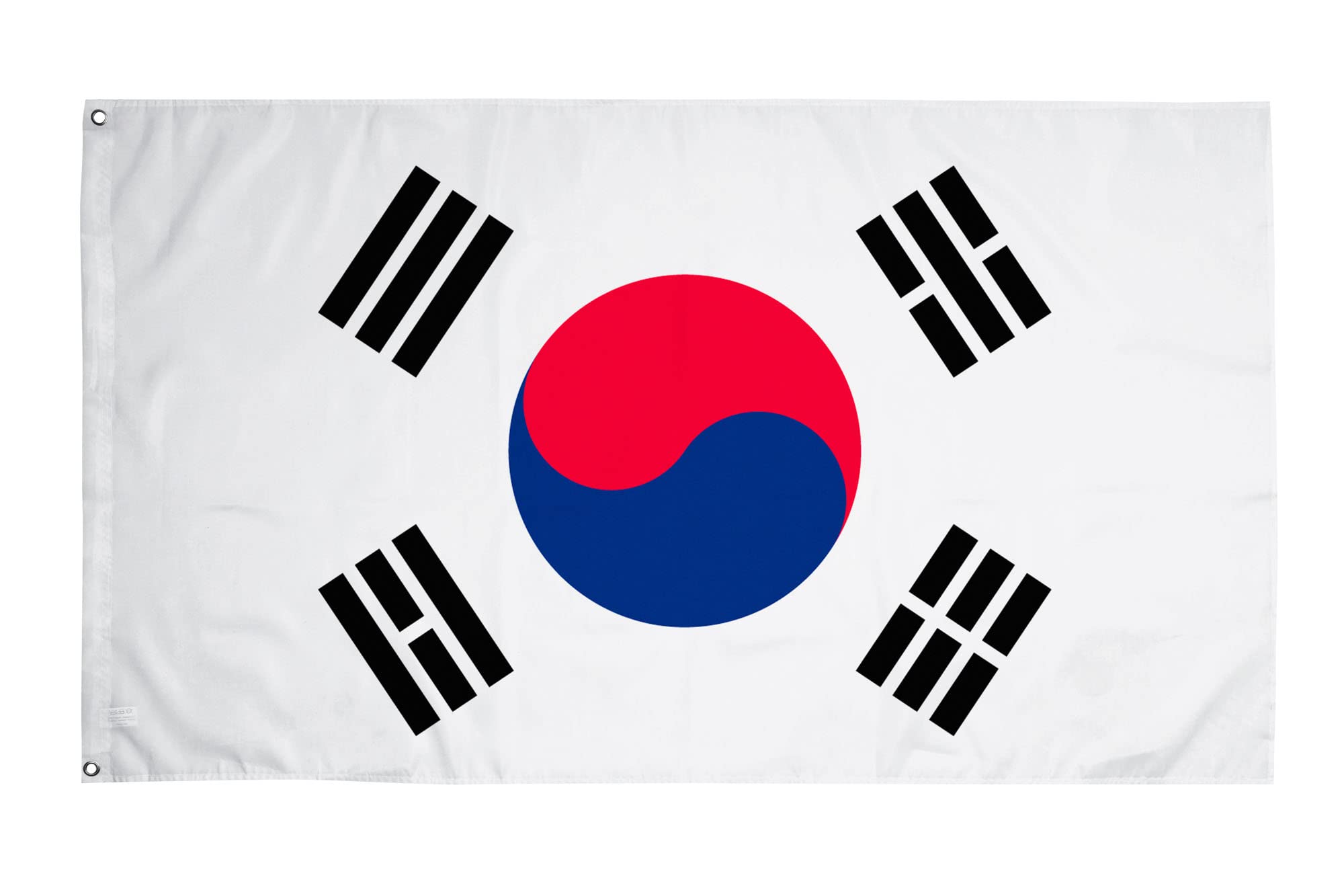 PHENO FLAGS South Korea flag - South Korean flag 3x5ft with brass eyelets - weatherproof national flag for flagpole - 100% polyester – 90x150cm