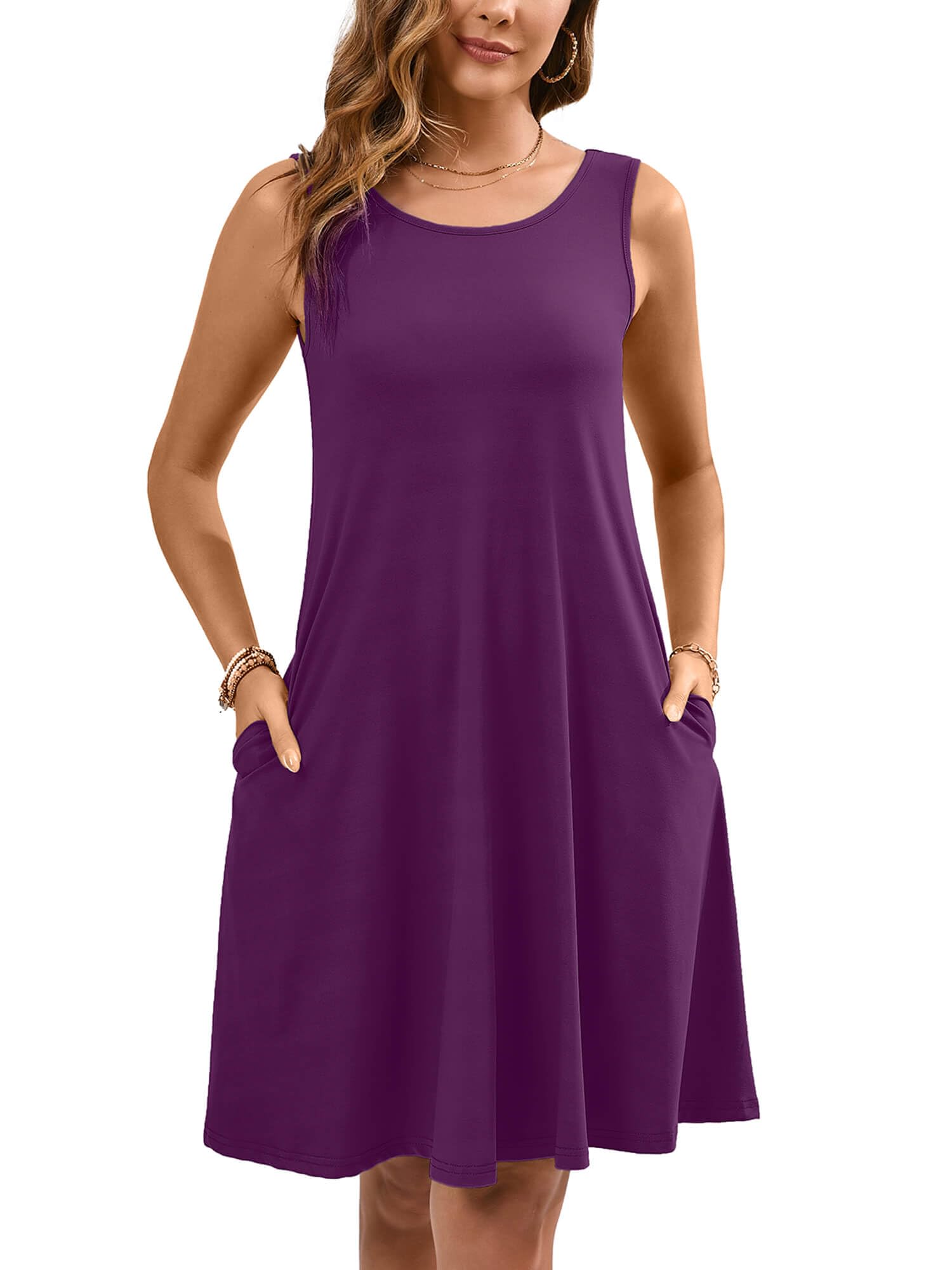 Heymoments Women Sleeveless Summer Beach Dresses with Pockets