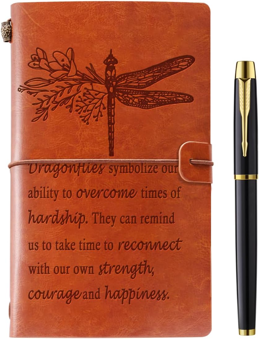 Dragonfly Gifts Leather Journal Notebook Dragonfly Gifts for Women Dragonfly Lover Gifts Inspirational Gifts Encouragement Gifts for Friends Women Men