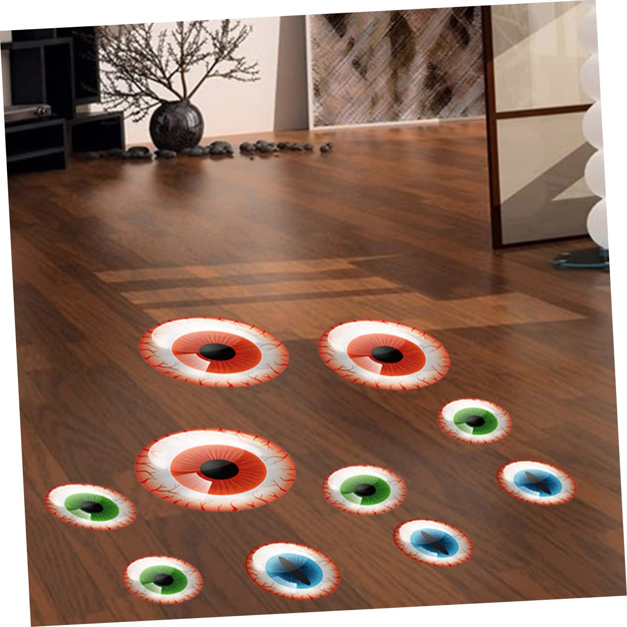 Stickers Muraux Phosphorescents Halloween - Lot De 54 Paires D'yeux - Vert - Effet Lumineux Dans Le Noir - 11