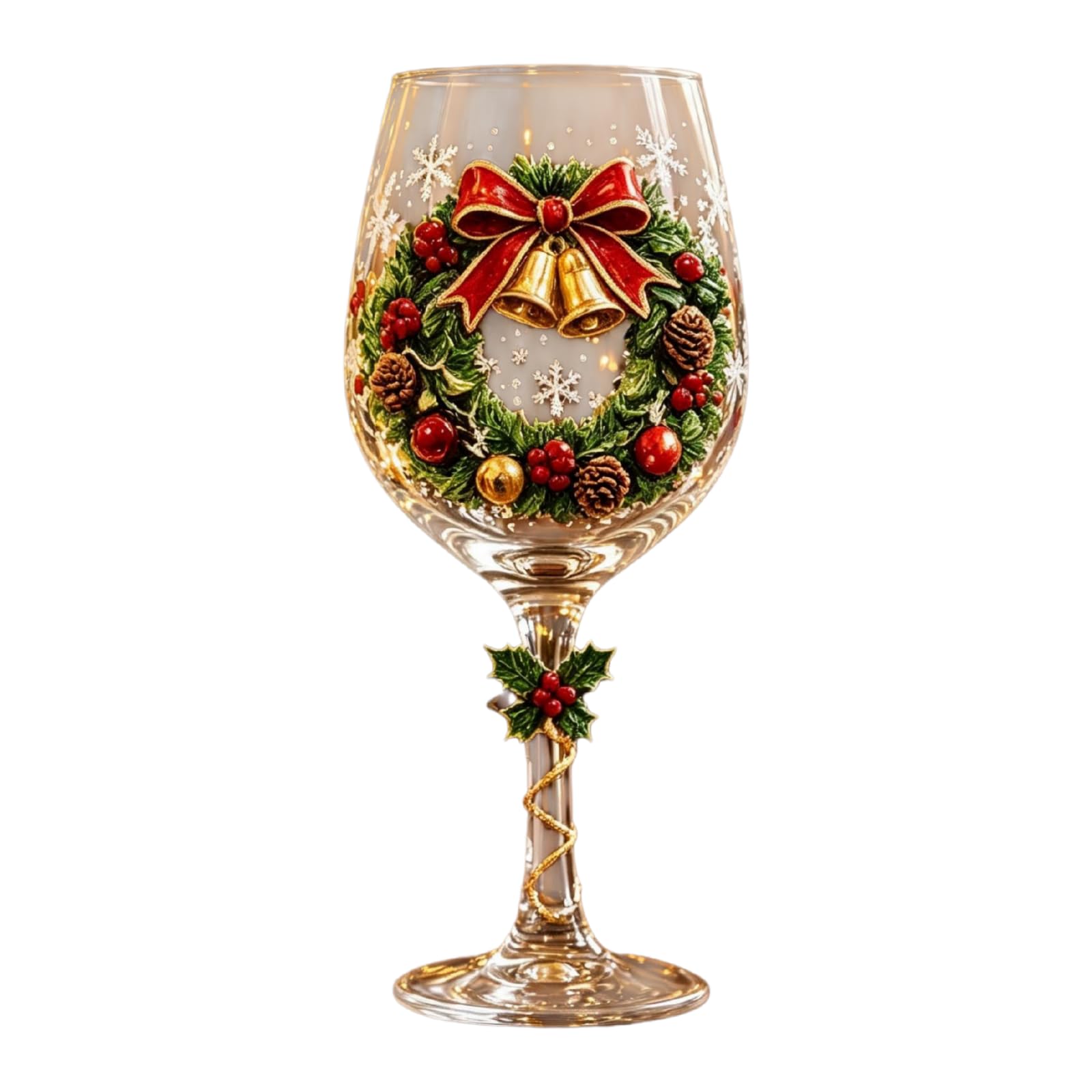 Christmas 3D Wine Glass Collection Gift Box Set, 6 Festive Designs (Style/5)