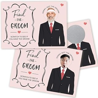 Printed Party Bridal Shower Games – Find The Groom Scratch Off Raffle, Fun Wedding Shower Game, 30 Cards and Stickers
