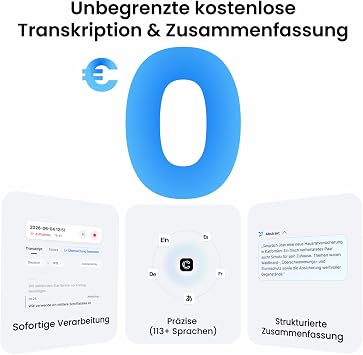comulytic Note Pro KI Digitales Diktiergerät mit Unbegrenzter Transkription