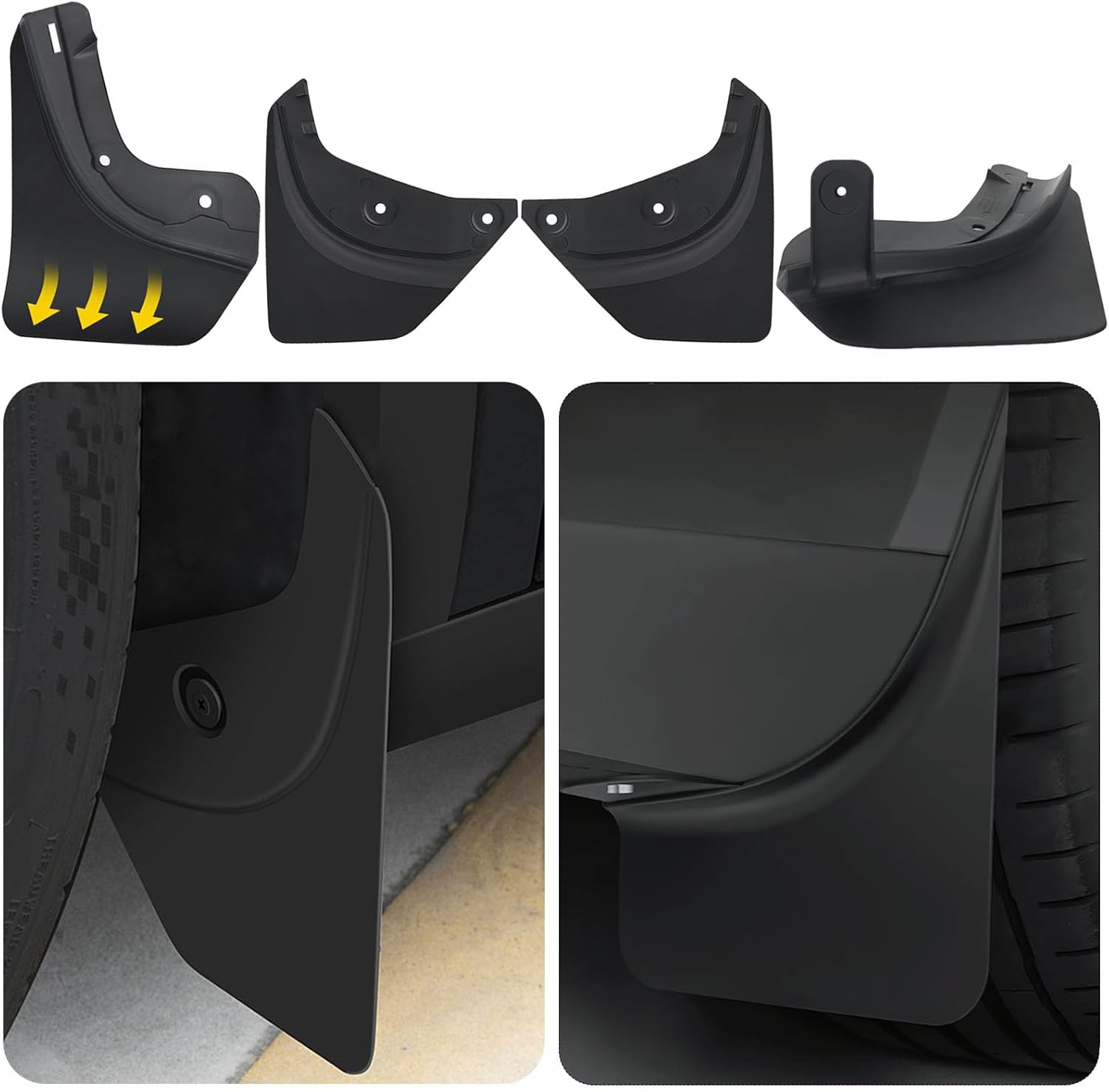 Mud Flaps for Tesla Model Y 2024 2023 2022 2021, Flexible Mud Guards No Drilling/Tape Splash Guards Fenders Accessories for Tesla Model Y 2023 2024, Set of 4 Mudguards Mudflaps for Tesla