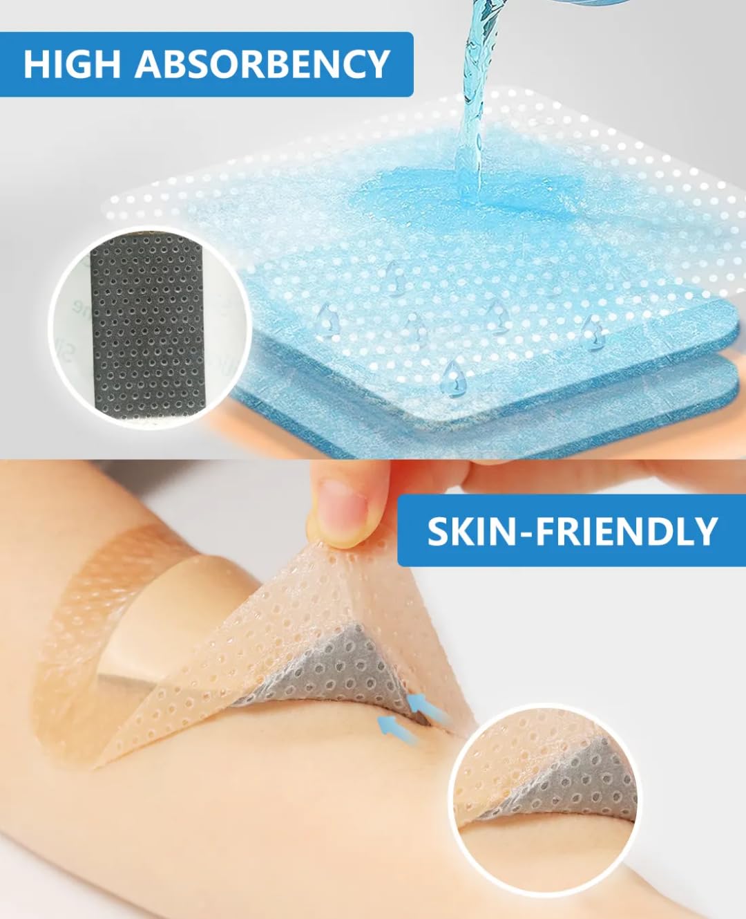 AG Silicone Gel Foam Dressing for Bed Sores and Pressure Ulcers, Dressing Waterproof Bandage, Antimicrobial with Silver Dressing Pad (7.5cm x 7.5cm) — Amazon image 3