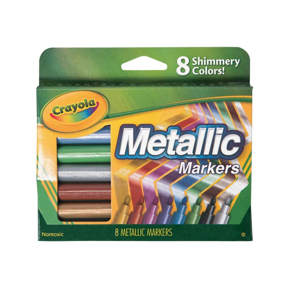 Crayola(r) Assorted Metallic Colors Markers - (Pack of 8) - Shimmering & Vibrant Colors - Perfect for Crafting, Artistic Projects, and More