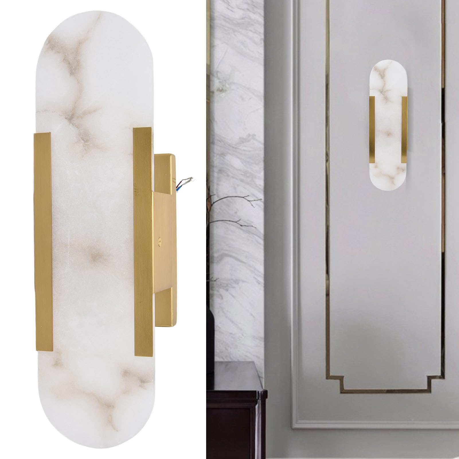 Aplique de Pared Mármol Dorado Aplique de Pared de Mármol Lámpara de Pared de Mármol Forjado Aplique de Pared de Mármol Contemporáneo Lámpara Foring Room Baño Pasillo