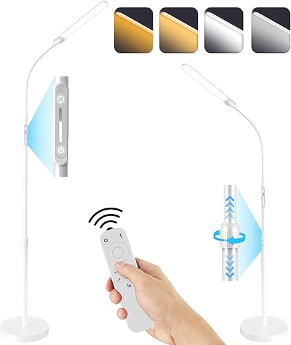 NXONE Lámpara de pie LED moderna, para lectura, ajustable, altura de pie, 4 colores y brillo continuo para sala de estar, dormitorio, lectura, color