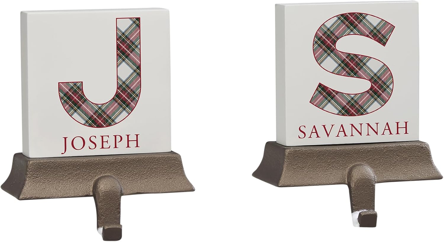 Personalization Universe Classic Holiday Plaid Personalized Christmas Stocking Holder