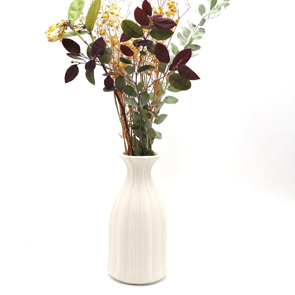 Vaso In Ceramica Bianco Moderno - Per Fiori Pampas E Decorazioni Casa - 18x6cm - Foto 10