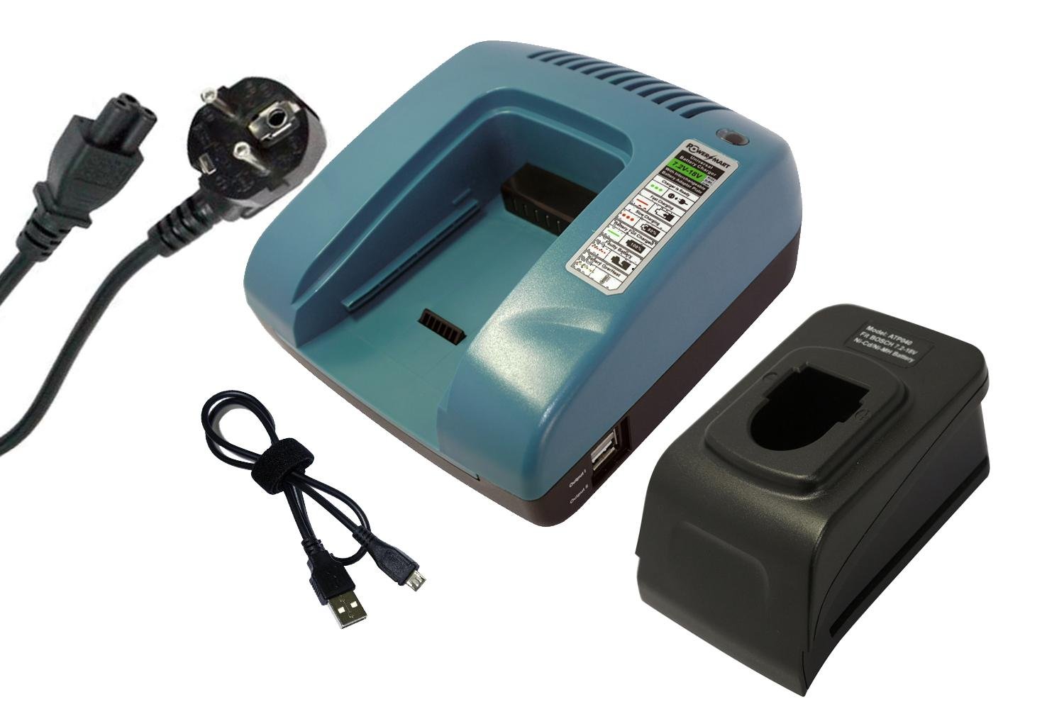 PowerSmart® Caricatore per GSB 14.4VE-2B, GSB 18 VE-2, GSB 18 VE-2 Turbo, GSR 12 VE-2, GSR 12-1, GSR 12-2, GSR 14.4 V, GSR 14.4 VE-2, GSR 14.4 VPE-2, GSR 14.4V-2B, GSR 18 V, GSR 18 VE-2