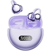 Clip On Earbuds Open Ear Ear Buds Wireless Bluetooth 5.4 Headphones,48H Playtime,IPX6 Waterproof,Touch Control,Comfortable for Workouts and Daily Use Purple