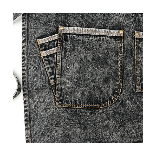 Jeanerlor - Denim-Schürzen mit Taschen für Damen und Herren, Haarstylistin, Kreuzgurte & verstellbar S bis XXXL – Bild 7