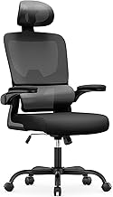 Naspaluro Ergonomic Office Chair: High Back Desk Chair with C-Shape Lumbar Support,Tiltable Backrest,Adjustable Headrest, Flip-up Armrests,Swivel Mesh Computer Chair for Home Office,Study,Gaming