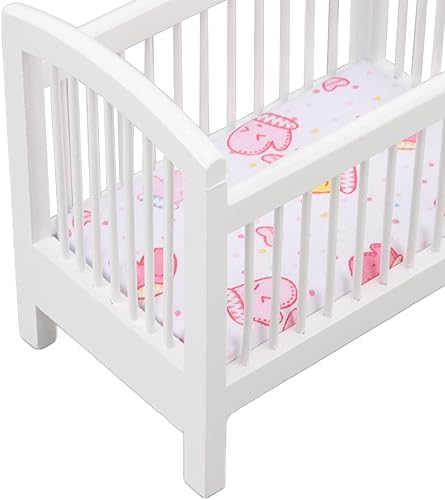 Miniatura 3 de Cama de muñeca para bebé, muebles de casa de muñecas, juguetes de madera para muñecas, cuna de muñeca bonita y brillante y vívida, casa de muñecas