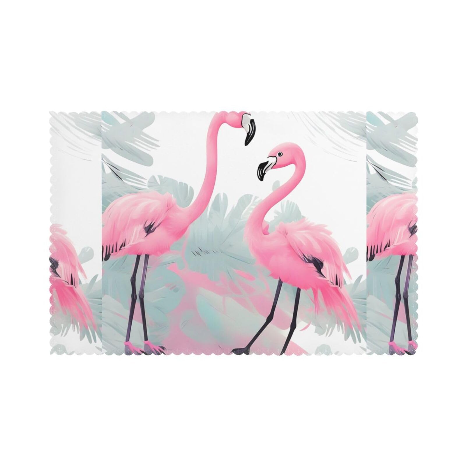WHJSHOP Pink Flamingo Prints Placemats Set of 6 12x18in - Heat Resistant Table Layers for Homes, Hotels & Stylish Dining