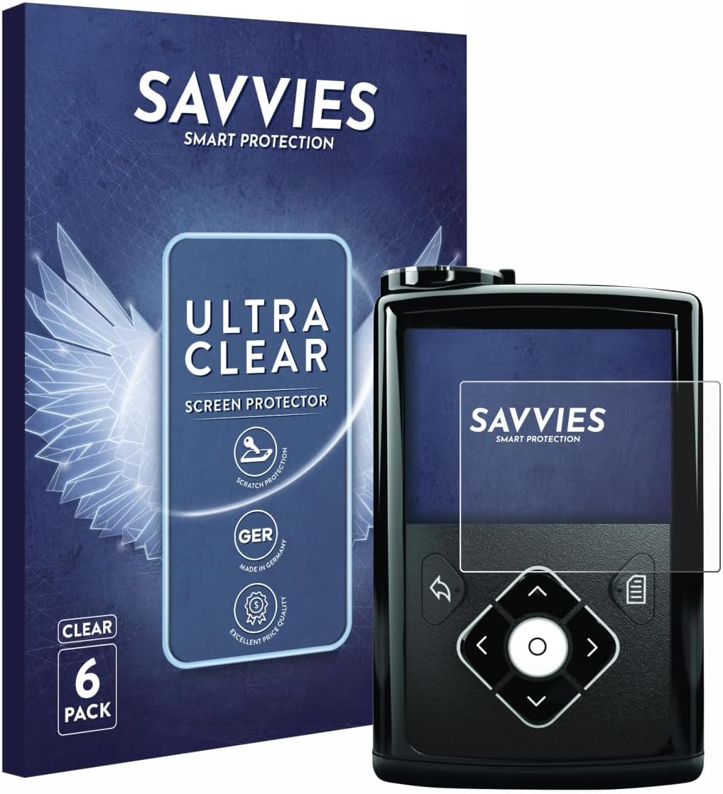 Savvies 6 Pack Screen Protector compatible with Medtronic Minimed 780G/ 770G/ 670G/ 640G/ 630G Protection Film Clear