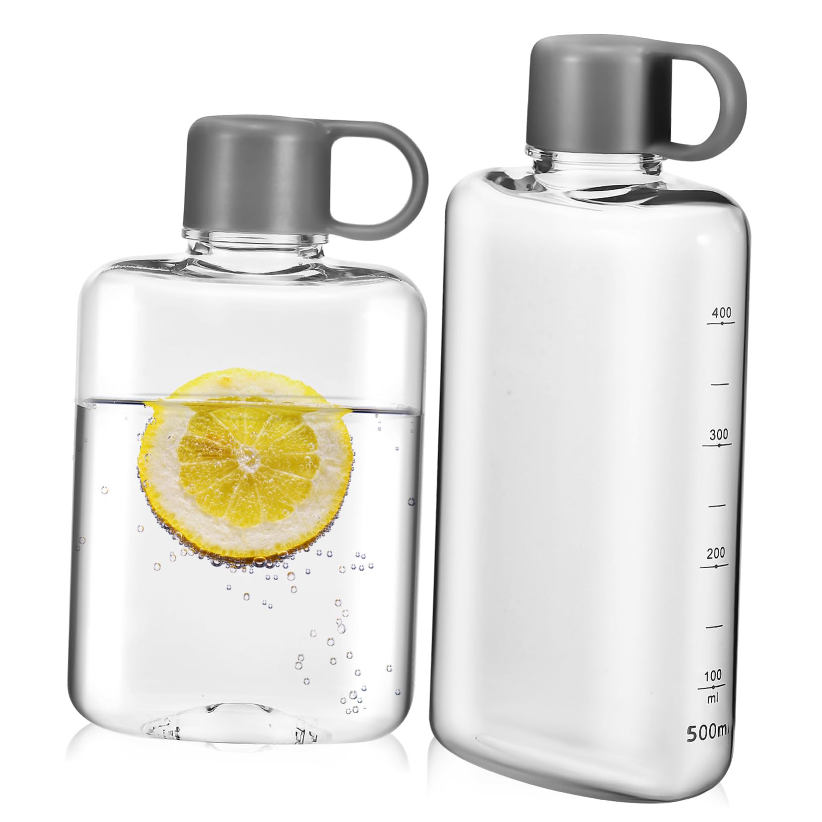 KOMBIUDA 2pcs Portable Flat Kettle 360ml 500ml Bottle for Sports Travel Gym Outdoor Workout