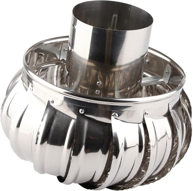 Ventilador de techo, ventilación automática silenciosa rotativa de acero inoxidable, resistente a la corrosión, turbina eólica para desagüe de ático y chimenea, cubierta de ventilación impermeable y resistente miniatura 4