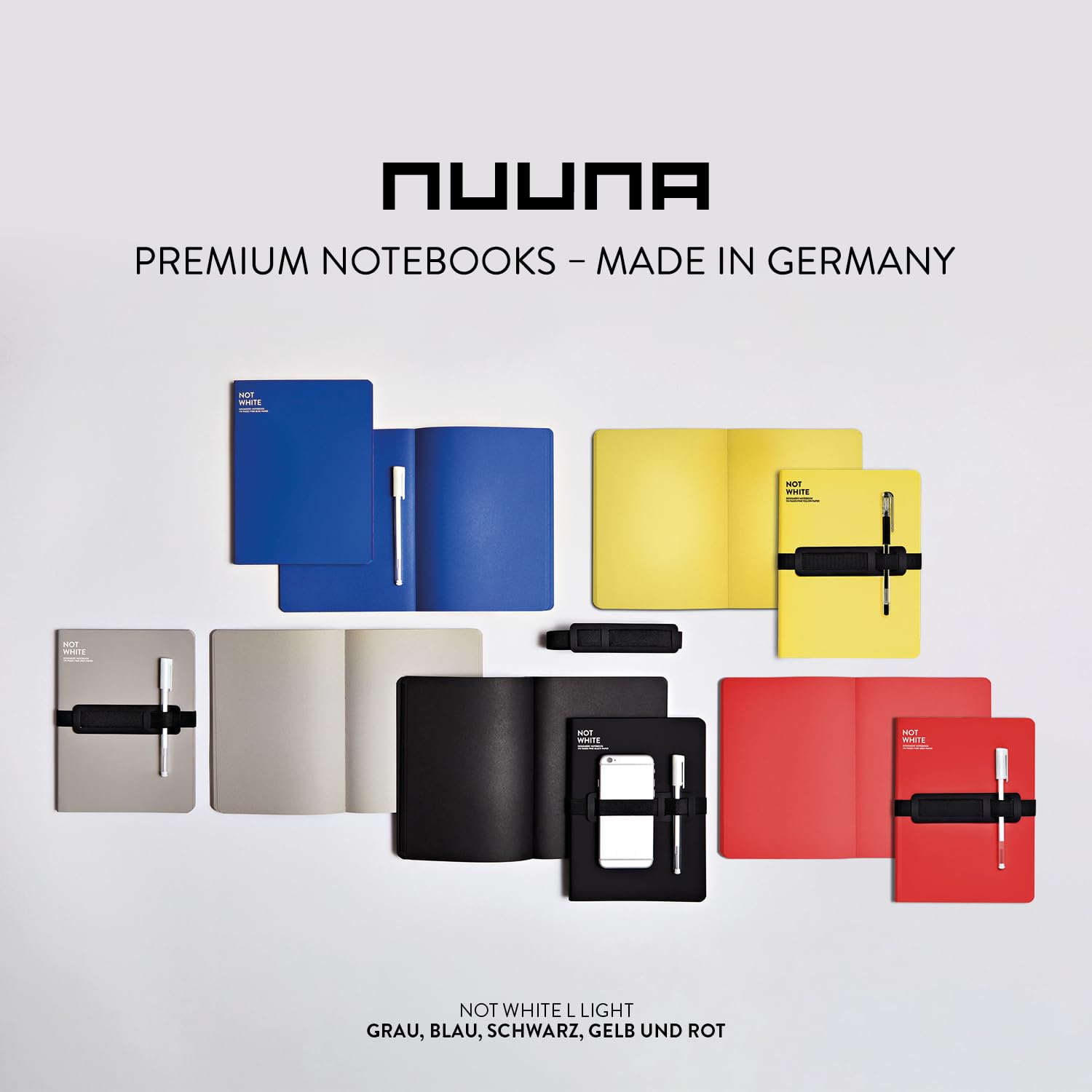 Nuuna Notizbuch A5+ Not White L Light - Blau, Leder blau