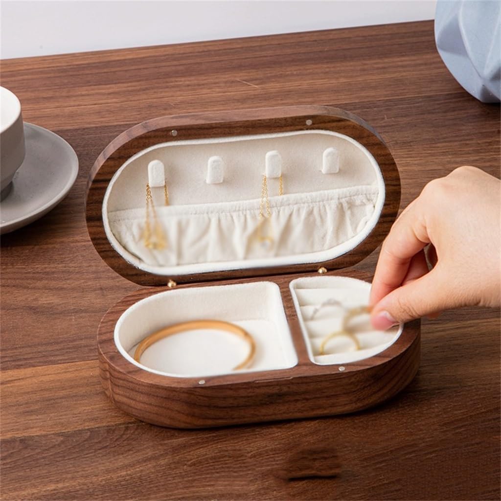 Solid Wood Hand Jewelry Storage Box Quality Jewelry Storage Box with Lock Necklace Jewelry Box(white-Patch five-pointed star4)