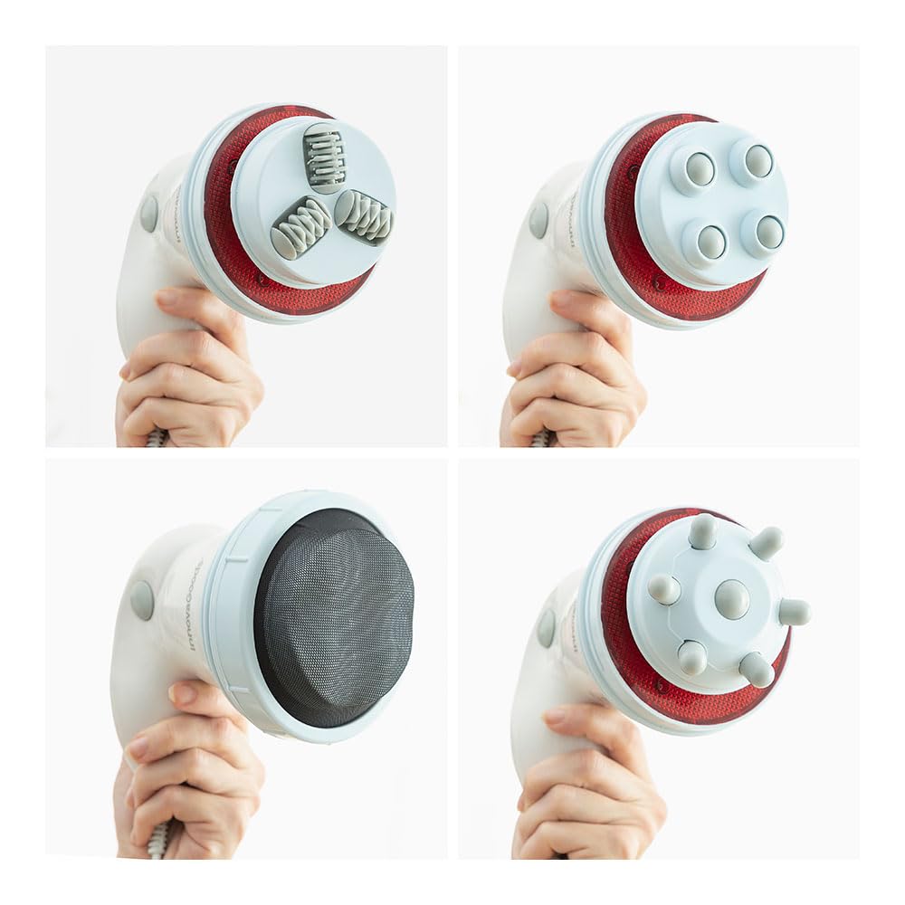 InnovaGoods - Masajeador Anticelulítico con Infrarrojos 5 en 1, Efecto Termoactivo Potenciador, 5 Cabezales Intercambiables, Velocidad Regulable, Rotación y Vibración, Reduce la Celulitis