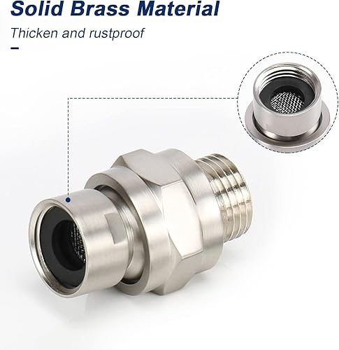 Miniatura 4 de NearMoon Adaptador de bola giratoria para cabezal de ducha, conector de ducha de latón macizo, junta esférica, componente de extensión universal