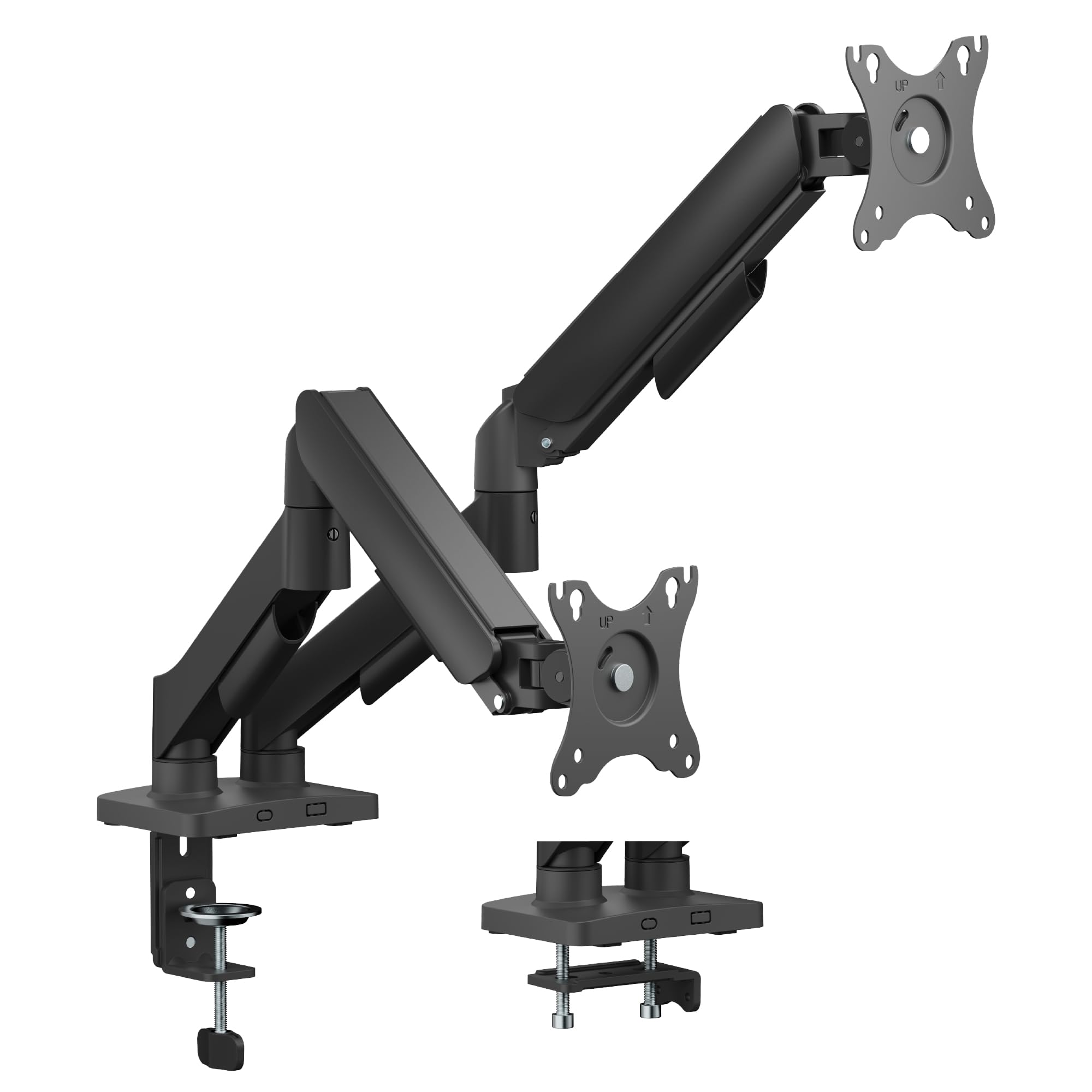 T'nB - ErgoMeca Dual Support Double Écran, Réglage Multi-​Axe, Rotation 360°, Inclinaison et Pivot, VESA 75x75 et 100x100, 17 à 32 Pouces, 8 Kg, Gestion des Câbles, Fixation Serrage Ou Perçage - Noir