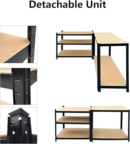 Miniatura 6 de Estantes de almacenamiento de 5 niveles de metal para garaje, estantes resistentes para almacenamiento, estanterías de cocina para almacenamiento,