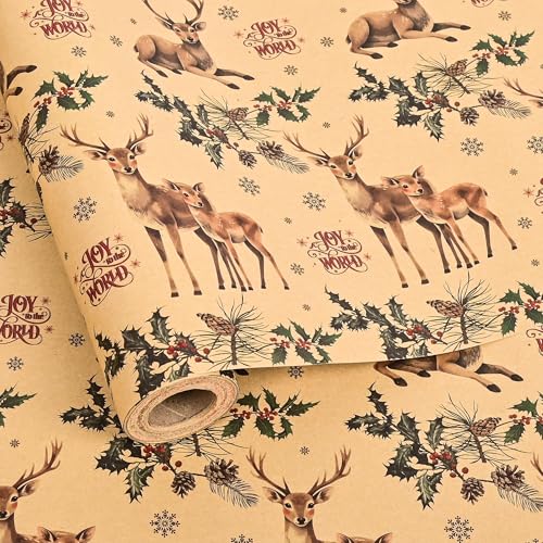 Vnaaem Kraft Christmas Wrapping Paper Roll for Men...