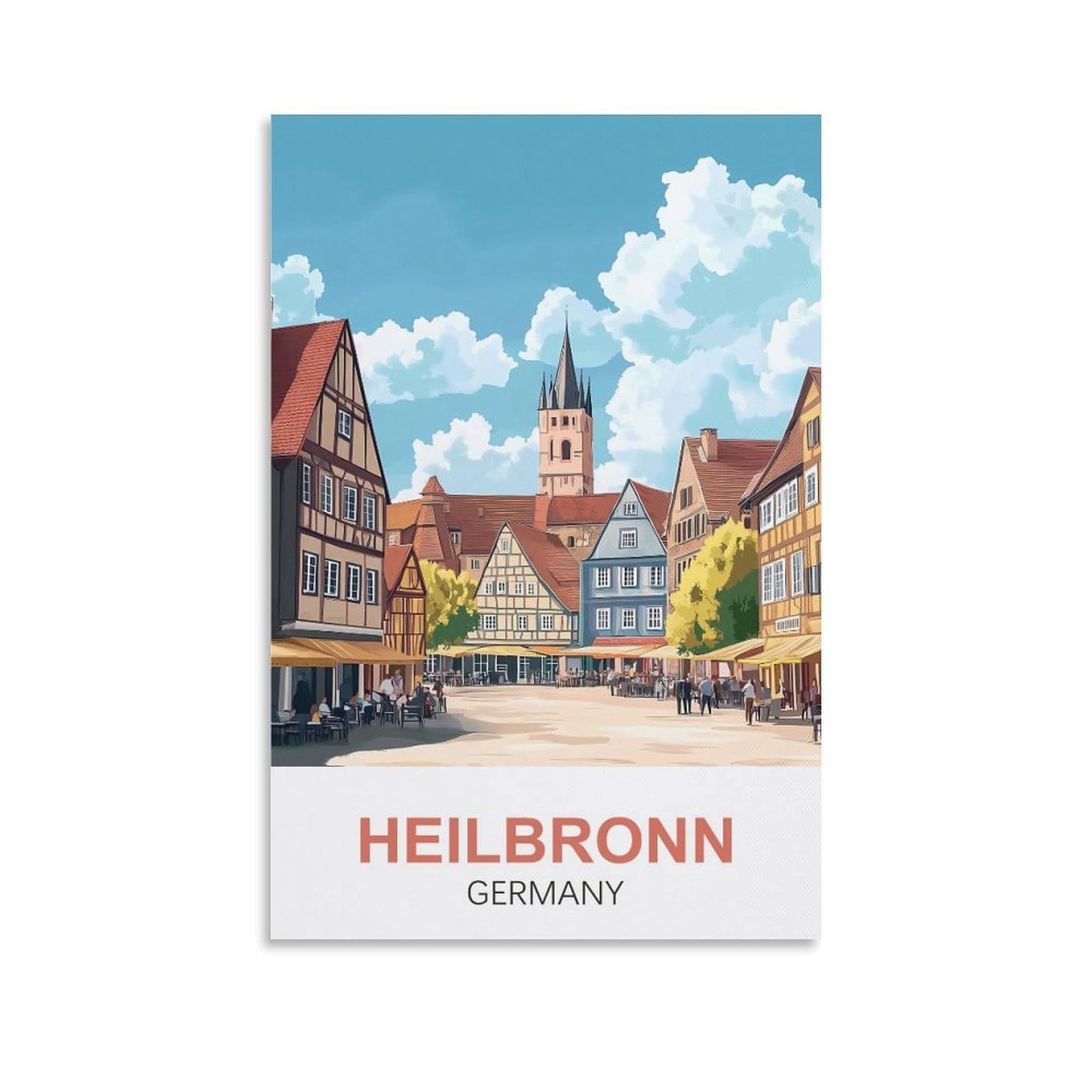 EZMLFA 5D Diamond Art Kits for Beginner,Heilbronn Germany,Diamond Art House DIY Diamond Art Kits for Home Wall Decor 40x40cm